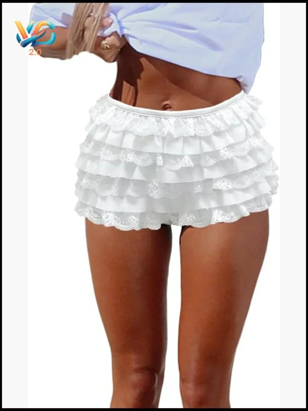 Layered Lace Ruffle Bloomers Y2K Fairy Shorts Coquette Pettipants Mesh